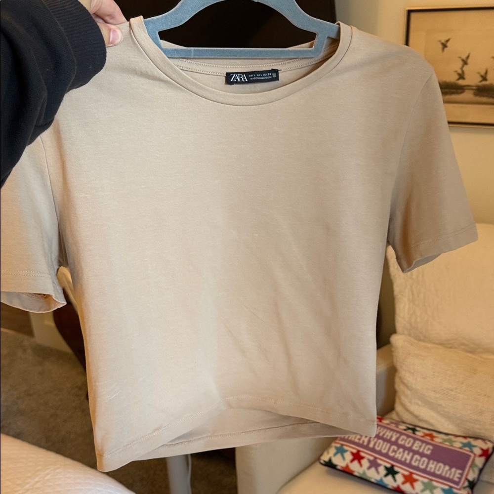 Zara Women's Beige Short Sleeve Tee | Never Worn